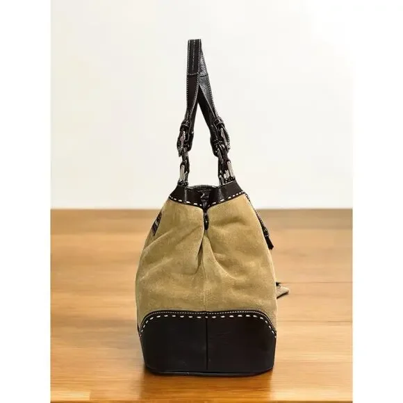 Y2K Coach F12620 Hamptons Suede Large Carryall Bag & Wristlet